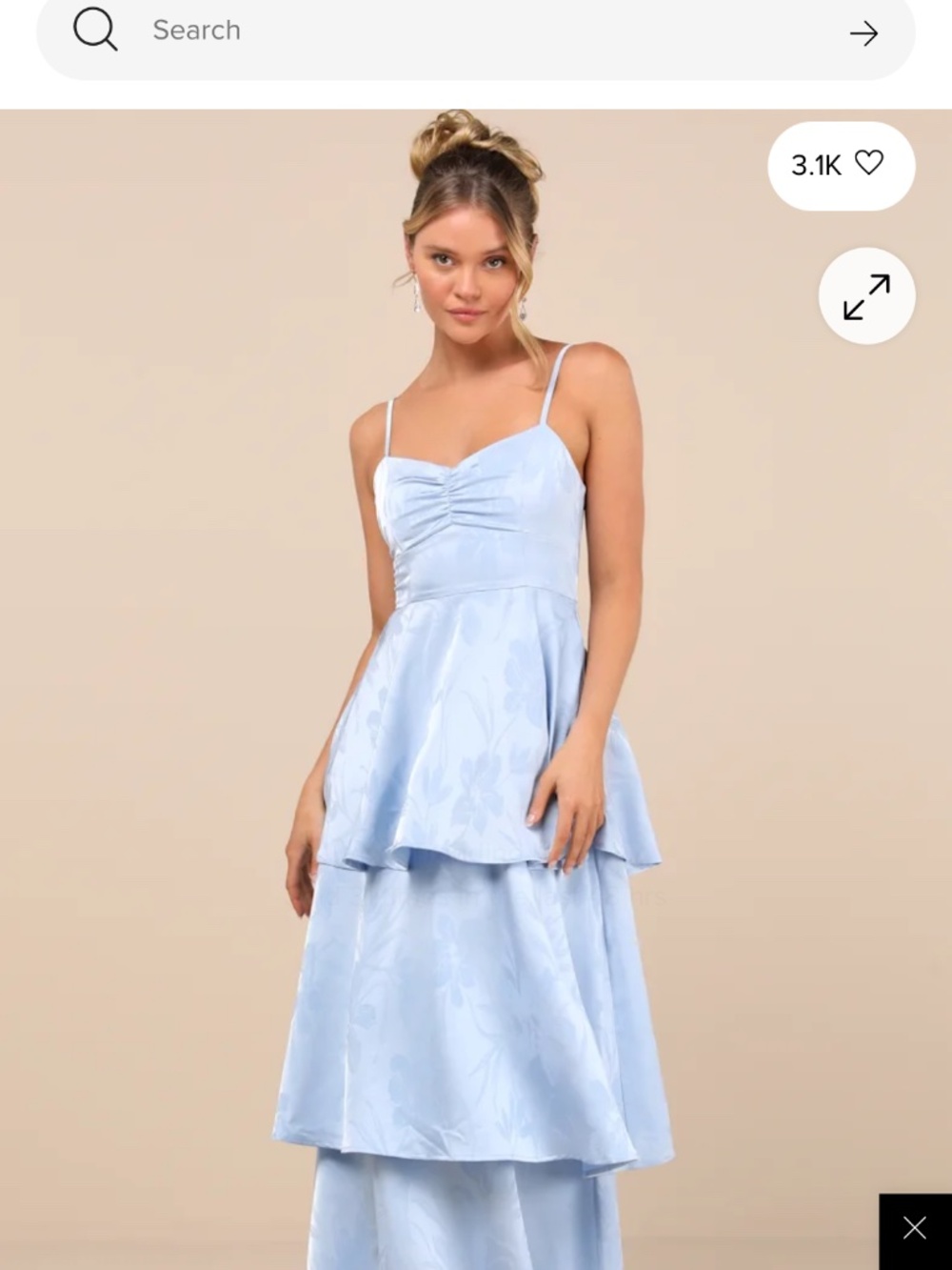 Lulus Prigette Light Blue Jacquard Tiered Maxi Dress - Size M - Picture 2 of 4